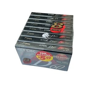 TDK D60 Blank Audio Cassette High Output IECI/TYPE I 8-Pack Made in Japan NEW